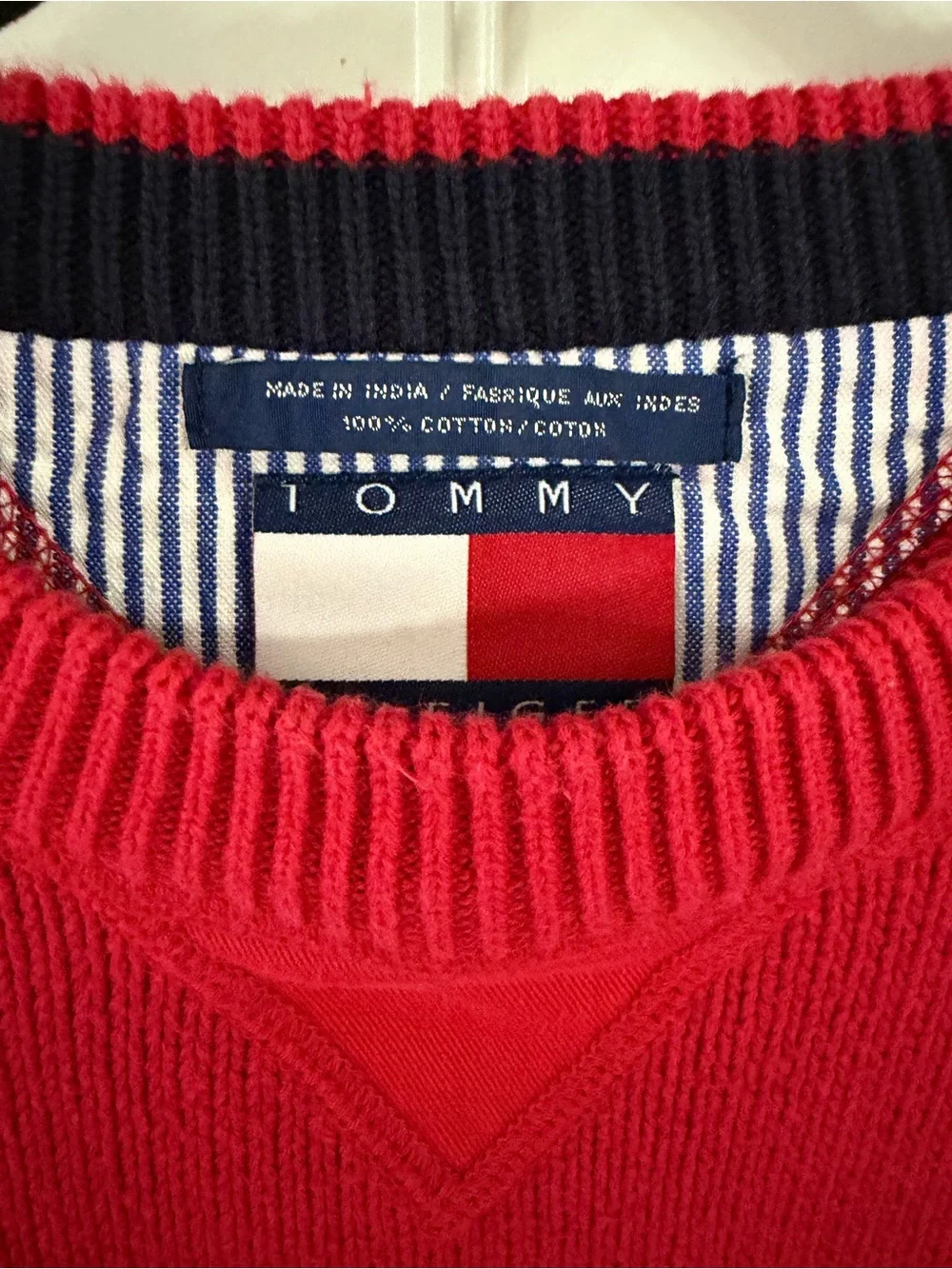 Vintage 90s Tommy Hilfiger Bright Red Crewneck Sweater